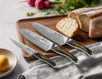 Damascus Knife Set 3 PCS: Ultra-Sharp Professional Chef Knife Set, Japanese Kitchen Knives with VG10 Steel Core, Full Tang Resin Handle, Elegant Box