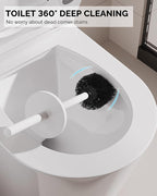 Toilet Brush and Holder Set, 2 Pack Stainless Steel Toilet Bowl Brush with Lid, Rust Proof Toilet Cleaner Brush with Caddy, Durable Bristles, Splash Proof, Ideal for Bathroom（White）