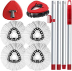 4 Spin Mop Head Replace Compatible with Cedar EasyWring 1 Tank, Upgrade Scrub Brush and Mop Base, 30"-58" Handle, Microfiber Replacement Head Refills, Easy to Install