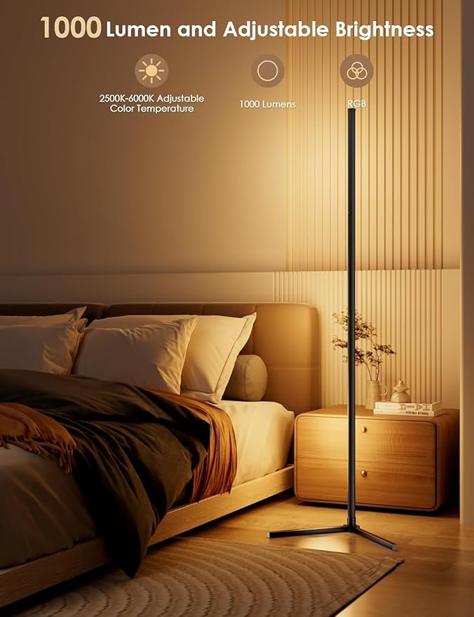 2 Pack Corner Floor Lamp, 65" RGB LED Corner Lamp, Color Changing Ambient Lighting with Music Sync - App and Remote Control LED Lamp for Bedroom, Living Room, Gaming Room