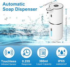 2 Pack Automatic Liquid Soap Dispenser Touchless, USB Rechargeable Smart Hand Soap Dispenser, 6-Level Adjustable, 12.8oz/380mL Wall Mount for Bathroom Kitchen Dish Soap