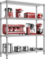 1760 LBs 4 Tier Storage Rack Metal Wire Shelving Unit, Storage Standing Shelf Organizer for Laundry Bathroom Kitchen Pantry Garage Utility Room, Chrome 17.7" D x 59.1" W x 70.4" H