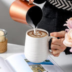 Hasense Coffee Mugs, 12 Ounce Ceramic Coffee Cups Set of 4, Latte Mug with Handle for Milk, Cocoa, Cappuccino, Tea Cup for Wedding Gift, Dishwasher Microwave Safe, Clay-Infused White