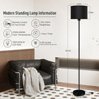 Floor Lamps for Living Room, Stepless Dimmable Floor Lamp with Remote, 2700K-6500K Colors Temperature & Brightness Adjustable,10W/1200LM Black LED Floor Lamp,Modern Standing Lamp for Bedroom/Office