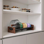 Expandable Food Container Lid Holder Organizer, Adjustable 13.97-22 Inch V-Shaped Kitchen Cabinet Storage Rack with 20 Slots & 6 Adjustable Dividers for Lids, Cutting Boards, Baking Pans