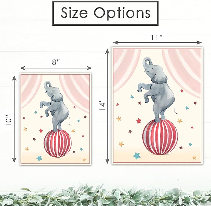 Circus Nursery Wall Art Prints (Set of 3) - Unframed - 11x14 | Delightful and Colorful Unframed 8x10 Inches Prints | Wall Art for Kids | Kids Room Décor | Classroom Décor | Bedroom Wall Décor