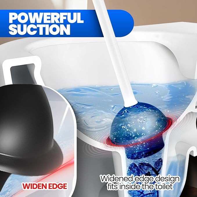 Toilet Plunger with Holder, Heavy Duty Plunger and Holder Combo for Bathroom Cleaning, Bathroom Decor, Bathroom Accessories, Toilet Bowl Cleaners, 19-Inch White