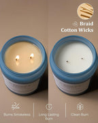 M&SENSE Summer's Night Soy Candle, Large 2 Wick, 19.4oz Up to 110 Hours Burn Time, Natural Scented for Home, Manly Candle in Glass Jar for Bedroom