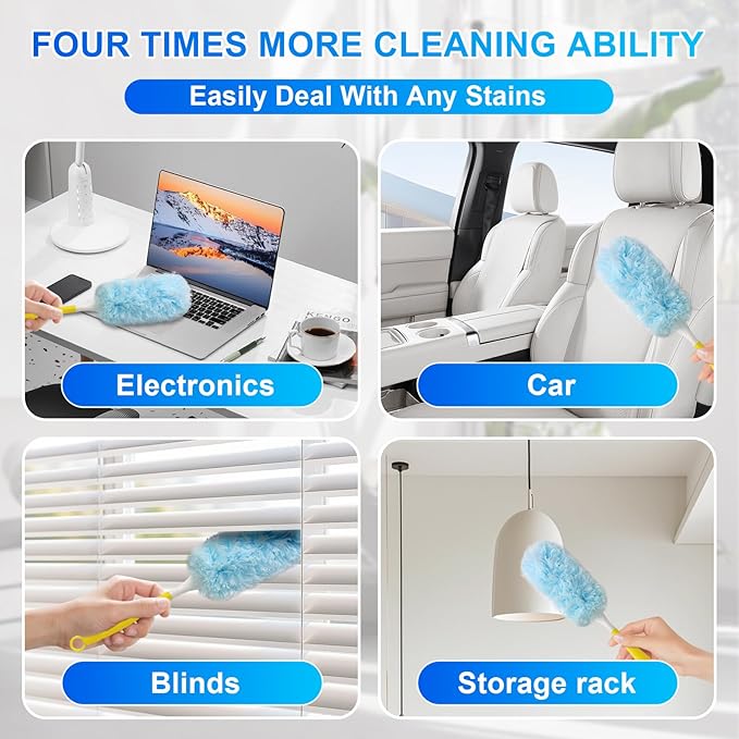 30 Count Dusters Refills with 1 Handle, Multi-Surface Disposable Duster, 360 Heavy Duty Duster Refills, Microfiber Duster kit, for Cleaning Home, Blinds, Fans, Corners