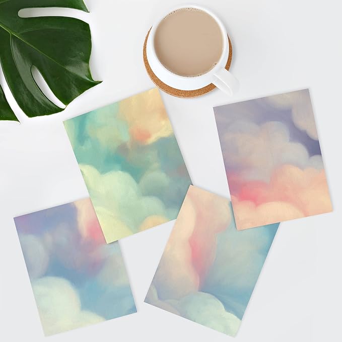 SIGNWIN Poster Bathroom Decor 8"x10"x 4, Wall Art Room Decor Multicolor for Living Room, Bedroom, Office White Pastel Watercolor Rainbow Sky Clouds Abstract Geometric Illustrations Colorful