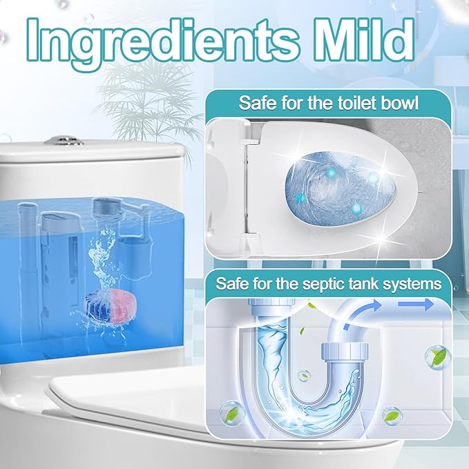 Toilet Bowl Cleaner Tablets 40 Packs, Two Colors Toilet Bowl Cleaners with Sustained-Release Technology, Keep Bathroom Toilet Stain Free and Prevent Limescale Buildup, 106oz