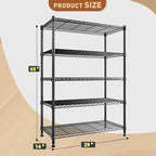 REIBII 5-Tier Wire Shelving Rack Storage Shelves Metal Shelves,1020 LBS Adjustable Heavy Duty Metal Shelving Units and Storage for Garage Pantry Bathroom 29" W X 14" D X 63" H