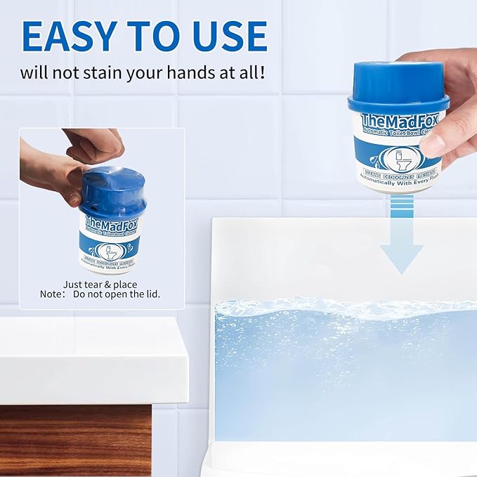 Toilet Bowl Cleaner 6 Bottles,Long-Lasting Toilet Tank Cleaner,Automatic Toilet Bowl Cleaner Tablets in Bottles for Tank Bathroom Powerful Cleaning Easy to Use,Up to 12 Months Total