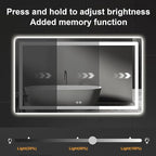 Led Mirror for Bathroom, 30x50 Bathroom Vanity Mirror for Wall with Light, IP54 Enhanced Anti-Fog, Dimmable 3 Colors, Memory Function, Backlit and Front Lit, Shatter-Proof Glass, Plug-in/Hardwired