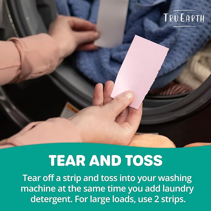 Tru Earth Fabric Softener Strips for Washing Machine, Alternative to Fabric Softener Liquid and Pods, Unscented Fragrance Free, Up to 64 Loads Per 32-Count