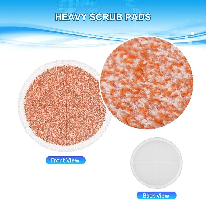 6 Pack Mop Pads Replacement Compatible with Bissell Spinwave Mops 2124 2039 2037 2039A Series Steam Mop Pads for Bissell Spinwave Hard Floor Cleaning Kits 2 Soft Pads, 2 Scrubby and 2 Heavy Scrub Pads