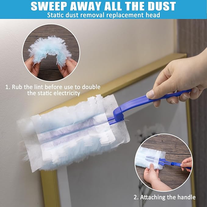 Microfiber Duster Kit 36pcs with 30 to 100 in Extension Pole and Ceiling Fan Cleaner Duster, Washable and Bendable Feather Duster for Cleaning Ceiling Fans, High Ceilings, Blinds, Grey