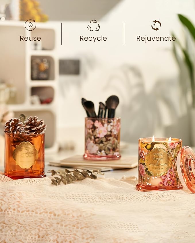 M&SENSE Lavender Candles for Home Scented, Organic Soy Candles with Natural Essential Oil, Relaxing Aromatherapy Candles for Bath Spa Meditation, 2 Wick 12.7oz Large Candle 75 Hour Long Lasting