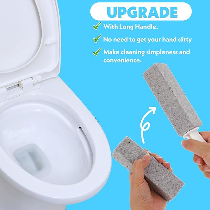 12 Pack Pumice Stone Toilet Bowl Cleaner, Toilet Pumice Stone with Handle for Toilet Cleaning, Bathtubs, Sinks, Swimming Pools, Grills