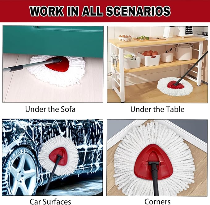 Spin Mop Replacement Heads, Mop Replace Head Easywring 1-Tank System, Mop Head Replacement for Hardwood Floor Cleaning, Machine Washable and Easy to Replace (6Pack)