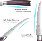 PAUDIN Tomato Knife, 5 inch Serrated Tomato Knives with Sheath, High Carbon Stainless Steel Tomato Slicer Knife for Smooth Cutting Slicing Vegetables and Fruits