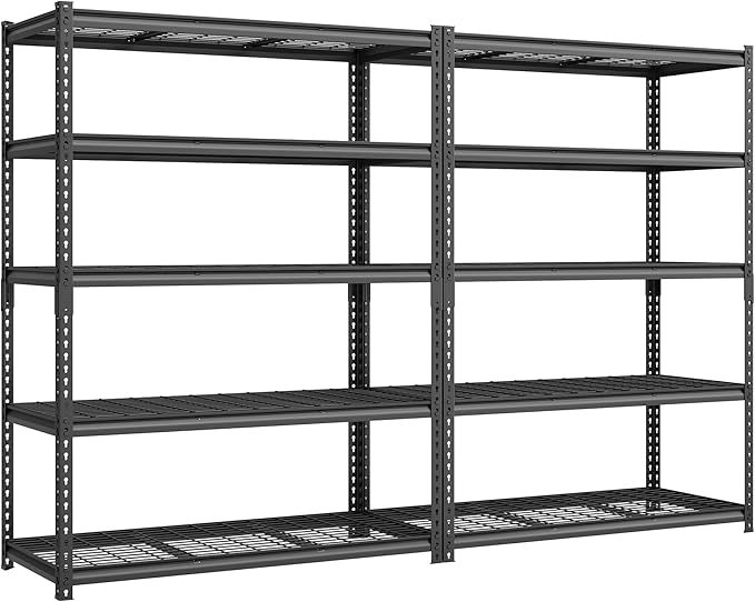 SONGMICS 5-Tier Storage Shelves, Heavy-Duty Garage Shelving, Adjustable Shelving Unit, Steel Shelf, Boltless Assembly, for Garage, 2,200 lb Load, 24 x 96 x 72 Inches, Ink Black UGLR454B02