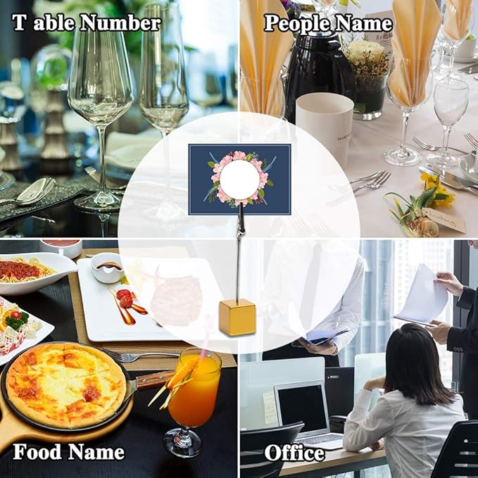 10pcs Table Number Holder Name Place Card Holder Memo Clip Holder Stand Note Holder Pictures Card Paper Menu Clip (Gold)