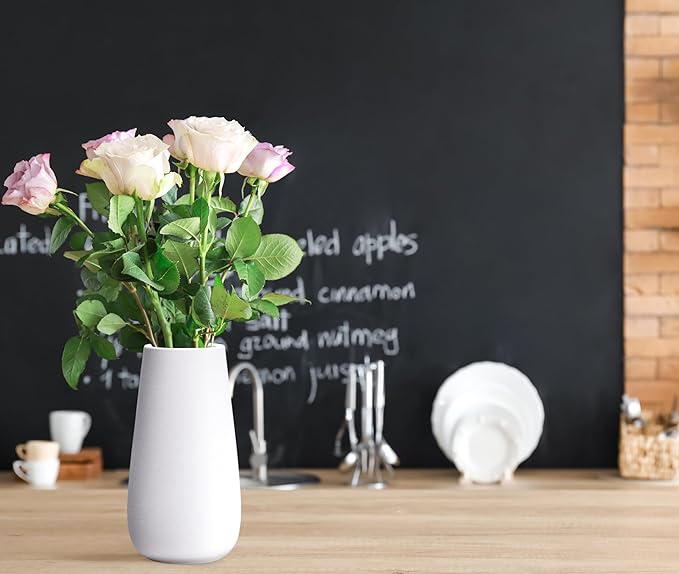 D'vine Dev 8 Inch Ivory Elegant Oval Ceramic Vase for Flowers, Home Décor Vase with Design Box, VS-LD-A-2