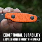Kizer Muskrat Fixed Blade Knife, 3.15 In D2 Blade EDC Knife Argyle Pattern Orange G10 Handle Neck Knives for Men Women, Outdoor Hunting Hiking Survival Camping Knives with Sheath, 1064M2