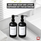 GMISUN Black Soap Dispenser, 2 Pack Matte Black Hand Soap Dispensers for Bathroom, 17 Fl Oz Glass Dish Soap Dispensers for Kitchen with Stainless Steel Pump, Modern Liquid Soap Bottle