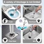 Toilet Plunger Drain Clog Remover, High Pressure Air Drain Remover Tool with Real-Time Barometer, Stainless Steel Clog Toilet Cleaner for Bathroom Kitchen Commercial Floor Sink(Gray)