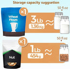 Clear Food Storage Jars 50oz Square, Airtight Glass Canister with Lids Set of 3, Kitchen & Pantry Organization Food Storage Container for Canning, Sugar, Flour, Candy, Cereal, Coffee