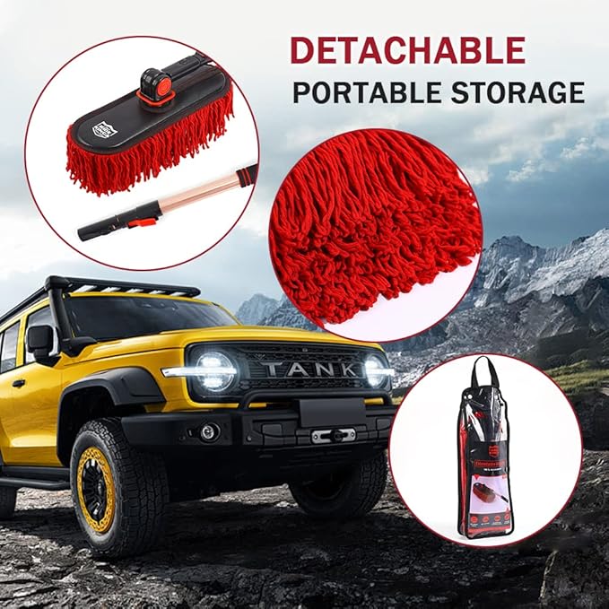 Car Duster,Soft Brush Kit - Wax Cotton Hair, Scratch-Free Travel-Friendly Auto Cleaner, Truck, SUV, RV & Motorcycle - Extendable Handle, No Lint，Beach Travel Essentials，Gifts for Men Women