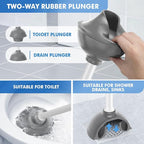 Toilet Plunger and Brush, Bowl Brush and Heavy Duty Toilet Plunger Set with Ventilated Holder, 2-in-1 Toilet Brush and Plunger Combo for Bathroom Cleaning（2 Pack, White）