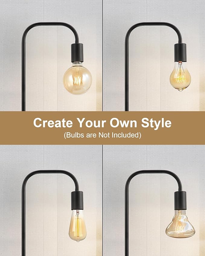 Oneach 63.75" Industrial LED Floor Lamp for Living Room Bedroom Reading Office Metal Minimalist Standing Lamp Tall Pole Lamps Office Black(Bulb not Included)