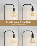 Oneach 63.75" Industrial LED Floor Lamp for Living Room Bedroom Reading Office Metal Minimalist Standing Lamp Tall Pole Lamps Office Black(Bulb not Included)