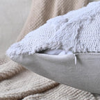 Set of 2 Soft Moroccan Throw Pillow Covers 16x16 Inch Plush Boho Decorative Pillow Cover Accent Cushion Case for Couch Sofa Bed, Grey