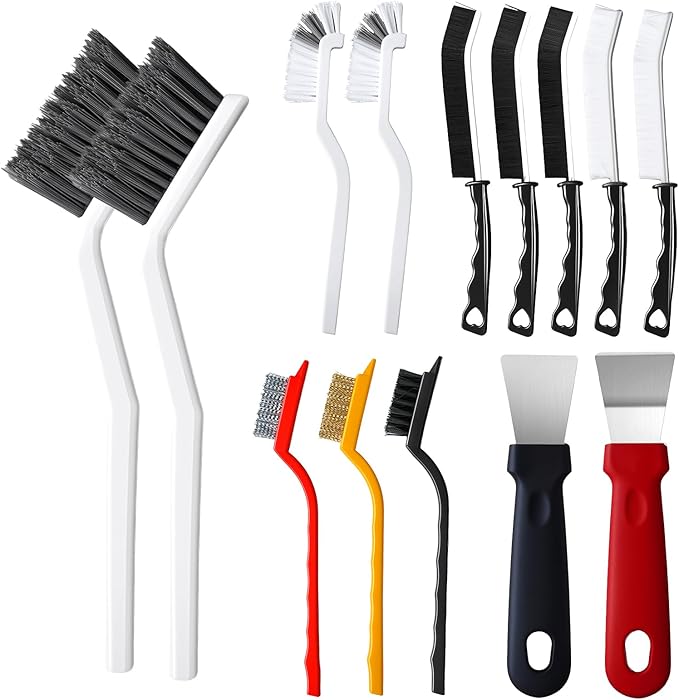14Pcs Crevice Cleaning Brush Set, V Shape Grout Cleaner Brush for Deep Cleaning Gap, Hard Bristle Scrub Brushes Tools, Cleaning Supplies for Household Use, Bathroom, Kitchen, Toilet, Window