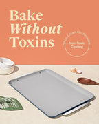 Caraway Non-Stick Ceramic Large Baking Sheet Duo - Naturally Slick Ceramic Coating - Non-Toxic, PTFE & PFOA Free - Perfect for Baking, Roasting, and More - Large (18" x 13") - Slate