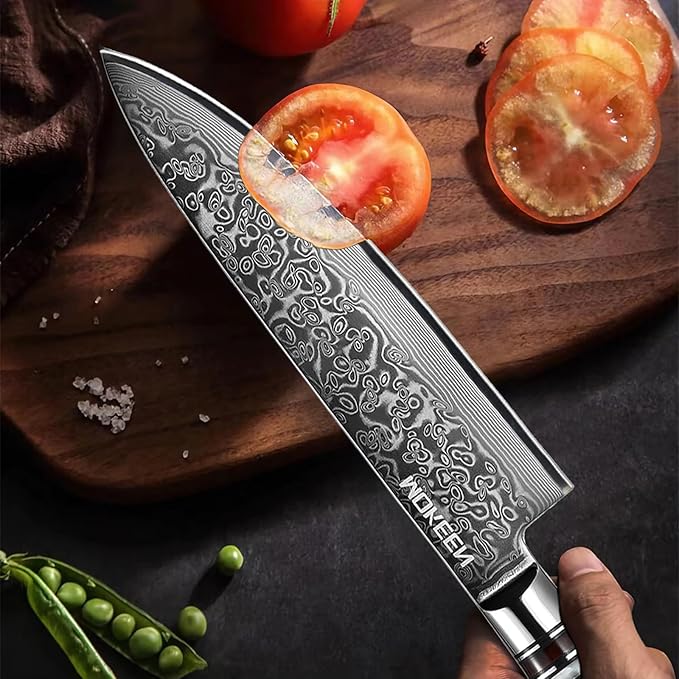 Chef Knife 8 Inch, Professional Kitchen Knife 67 Layers VG10 Damascus Cutting Knife Chopping for Home Kitchen Wood Handle, Full Tang, Gift Box