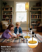 Lightdot 64.6IN Gold Floor Lamp Dimmable Linen Shade LED Floor Lamps with 3000K Soft Warm White for Wedding/Party, Modern Tall Lamp for Living Room/Bedroom (Bulbs Included)