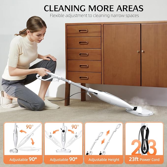 Powerful Handheld Steam Mop With 11 Accessories, 23FT Power Cord, 266℉Deep Cleaning, 2 Steam Modes & Multi-Purpose Steamer For Sealed Hard Floor, Laminate, Marble, Stone Floors