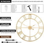 1st owned Large Wall Clock Silent Non-Ticking Roman Numerals Vintage Battery Operated (24 inch,18inch,16inch) Farmhouse Wall Clock for Living Room, Bedroom, Kitchen, Cafe Decor-Gold 47CM