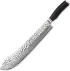 YOUSUNLONG Breaking Knife -14 Inch Extra Long Blade - Super Bull Nose Butcher Knife - Japanese Damascus High Carbon Stainless Steel -Razor Sharp Blade - Ergonomic Ebony Handle With Sheath