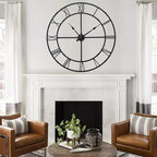 Extra Large 40 Inch Wall Clock for Living Room Decor – Silent Non-Ticking Modern Farmhouse Wall Clock, Oversized Decorative Metal Roman Numeral Clock, Black