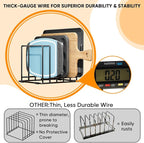 Baking Sheet Organizer Rack – 5-Slot Bakeware & Cookie Tray Holder for Kitchen Cabinet or Countertop, Compact Stainless Steel Cutting Board Rack with Rust-Resistant Frame & Anti-Slip Feet