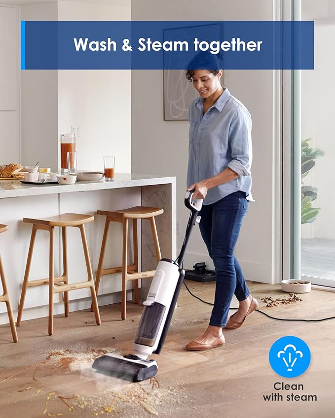 Tineco Corded Wet Dry Vacuum Steam Mop All-in-one, Hardwood Floor Cleaner Great for Sticky Messes, Floor ONE S5 Steam Smart for Hard Floors with Digital Display and Long Run Time