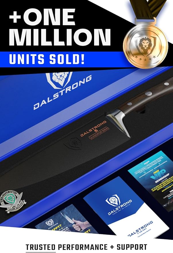 Dalstrong Chef Knife - 8 inch Blade - Gladiator Series - ABS Faux Wood Handle - Forged High Carbon German Steel - Razor Sharp Kitchen Knife - Professional Full Tang Knives - Sheath - NSF Certified