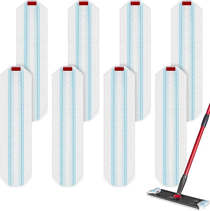 8 Pack Microfiber Mop Pad for O-Cedar H2prO Flat Mop System, Reusable Mop Head Replacements, Machine Washable (White*8P)