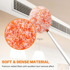Ceiling Fan Cleaner Duster Reusable Microfiber Ceiling Fan Blade Cleaner Removable Duster with Extension Pole Adjusts 13 to 49.7 Inch for Cleaning Walls Furniture Door Window Top (Orange White)